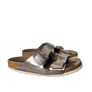 Birkenstock Rose Gold Arizona Double Strap Buckle Leather Sandal Size 40